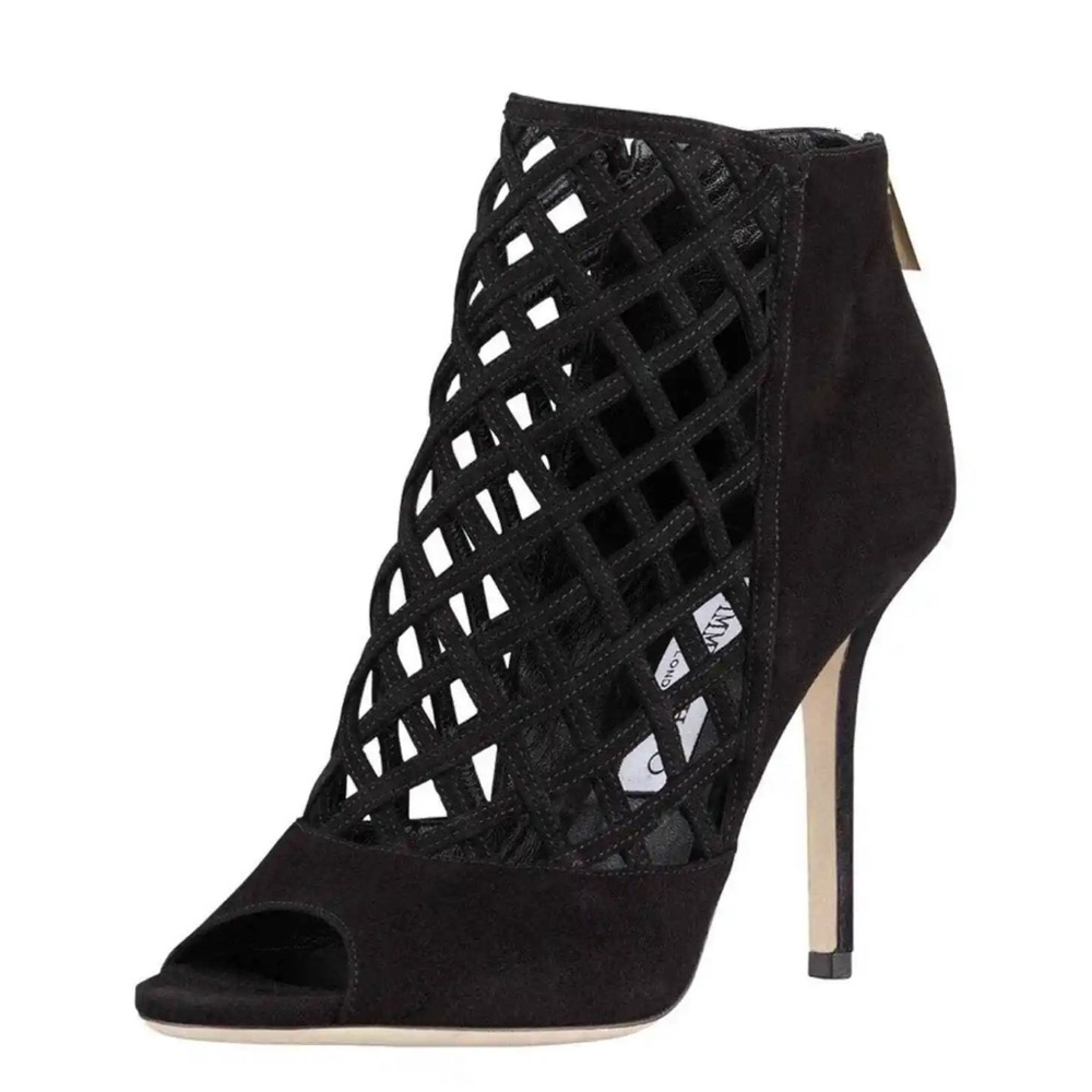 Jimmy Choo Drift Cutout Peep-Toe Suede Leather Bootie Sz 40 (or US 9/9.5)